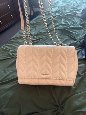 kate spade Quilted Leaf-Pattern Chain Crossbody in Blush Pink